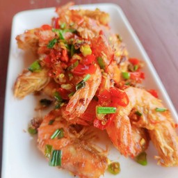 กุ้งคั่วพริกเกลือ (กับข้าว)
