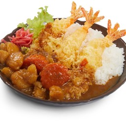ข้าวหน้าแกงกะหรี่ กุ้งเทมปุระ