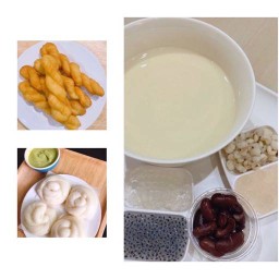 หมีน้อยซาลาเปา  น้ำเต้าหู้ ขนมจีบ ไข่กระทะ หมั่นโถวสังขยา