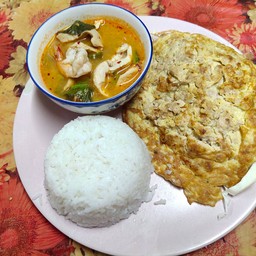 ข้าวสวย+ไข่เจียวหมูสับ+น้ำซุปต้มยำ