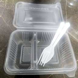 กล่องข้าว 2 ช่อง+ช้อน+ส้อม ( 1ชุด )