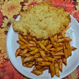 มักกะโรนี+ไก่ทอด