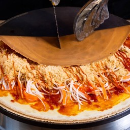 Crepe thai chili paste with flossychicken & crabstick with egg