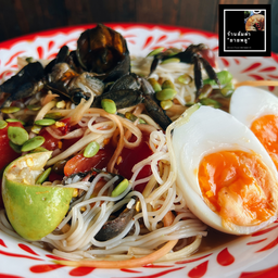ส้มตำปูปลาร้า+ไข่ยางมะตูม