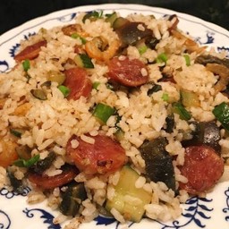 ข้าวผัดไก่ย่างแจ่ว+ไข่เยี่ยวม้า