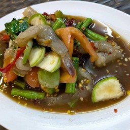 ตำเกาเหลากุ้งสด