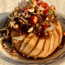 กระท้อนดอง ราดน้ำปลาหวาน พร้อมชุดพริกเกลือเค็มกระปิ