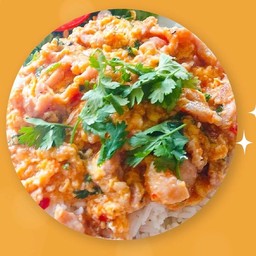 หมูสะดุ้งใต้น้ำราดข้าว