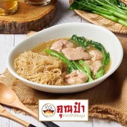 ราดหน้ายอดผักหมูเส้นหมี่