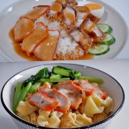 ข้าวหมูแดง+เกี๊ยวน้ำ