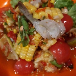 ตำข้าวโพด+กุ้งสด