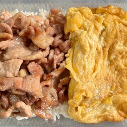หมูหวาน+ไข่เจียวราดข้าว