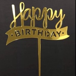 ป้าย Happy Birthday โบว์ใหญ่ (สีทอง) #2