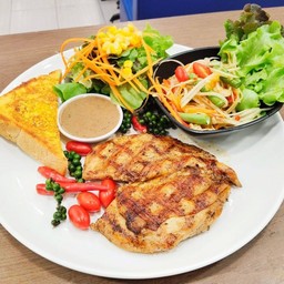 สเต็กอกไก่พริกไทยดำ