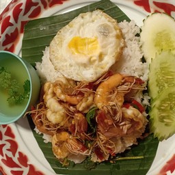 กุ้งทอดกระเทียม+ไข่ดาว