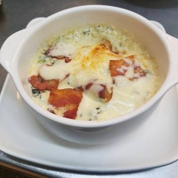 ผักโขมอบชีส+เบคอน