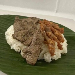 ข้าวเหนียวตับ+หมูทอด