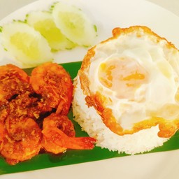 ข้าวกุ้งกระเทียม+ไข่ดาว