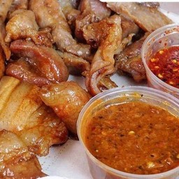 หมูแดดเดียว+น้ำจิ้มแจ่ว