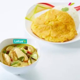 ข้าวไข่เจียว+แกงเขียวหวาน