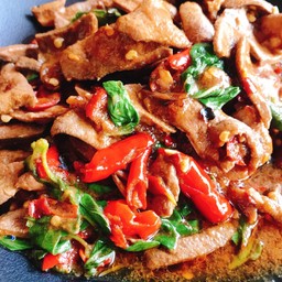 กระเพราตับหมู (เป็นกับ)