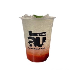 Strawberry sauce with lemon yuzu sparkling