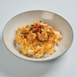 ข้าวไข่ขยี้กุ้งผัดมันกุ้ง