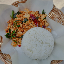 ข้าว+ไก่สับกะเพราชายแดน