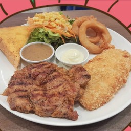 สันคอหมูพริกไทยดำ+ฟิช&ชิพ