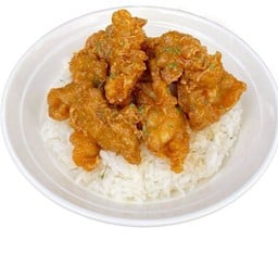 ข้าวไก่ทอดซอสกระเทียม(หวาน)