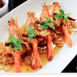 กุ้งเล็กราดซอสมะขาม