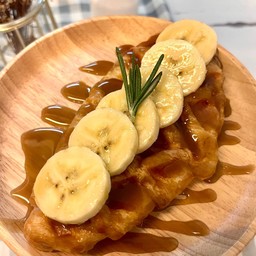 ครอฟเฟิลกล้วยคาราเมล Croffle banana + caramel