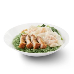 บะหมี่หยกเกี๊ยว+หมูกรอบ