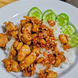 ข้าวไก่กระเทียม ธรรมดา
