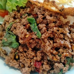 กะเพราเนื้อพิคานญ่าบด