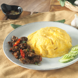 ไข่ข้น กะเพราตับหมู