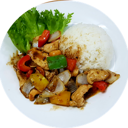 ข้าวไก่พริกไทยดำราดข้าว