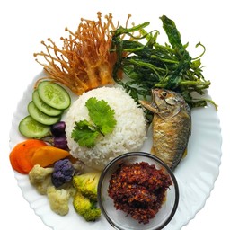 น้ำพริกตาแดง+ปลาทู+ข้าวสวย