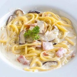 Spaghetti Ham +mushroom+cream