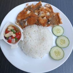 ข้าวปลาแกะ พร้อมพริกน้ำปลา หรือ แจ่ว สูตรทางร้าน (ใช้ข้าวหอม)