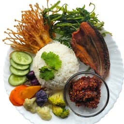 น้ำพริกปลาย่าง+ปลาดุกแดดเดียว+ข้าวสวย