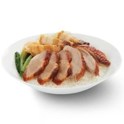 ข้าวหน้าเป็ด+หมูแดง+หมูกรอบ