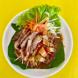 ตำสองหมู (หมูย่าง,หมูกรอบ)