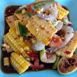 ตำปราร้าข้าวโพดกุ้งสด