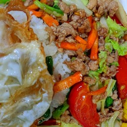 ผัดผักหมูสับ - หมูชิ้น