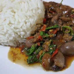ข้าวกระเพราเครื่องในไก่