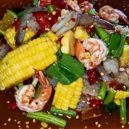 ตำกุ้งสองสหายข้าวโพดปราร้า