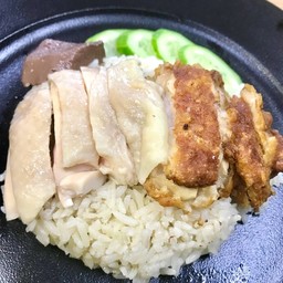 ข้าวมันไก่ต้ม + ไก่ทอด