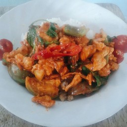 Spicy Stir Fried Pork With Rice And Fried Egg