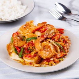 หมึก+กุ้ง ผัดไข่เค็ม